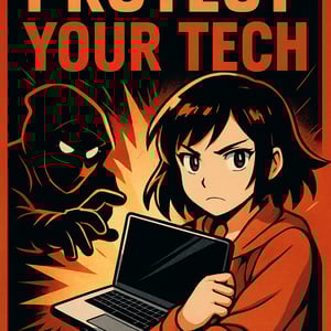 anime protect your tech colors are black orange red yellow and white-1