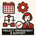 pixelart Project Management  Support  colors are red white and black