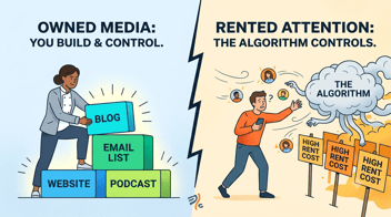 owned media vs renting attention on other channels