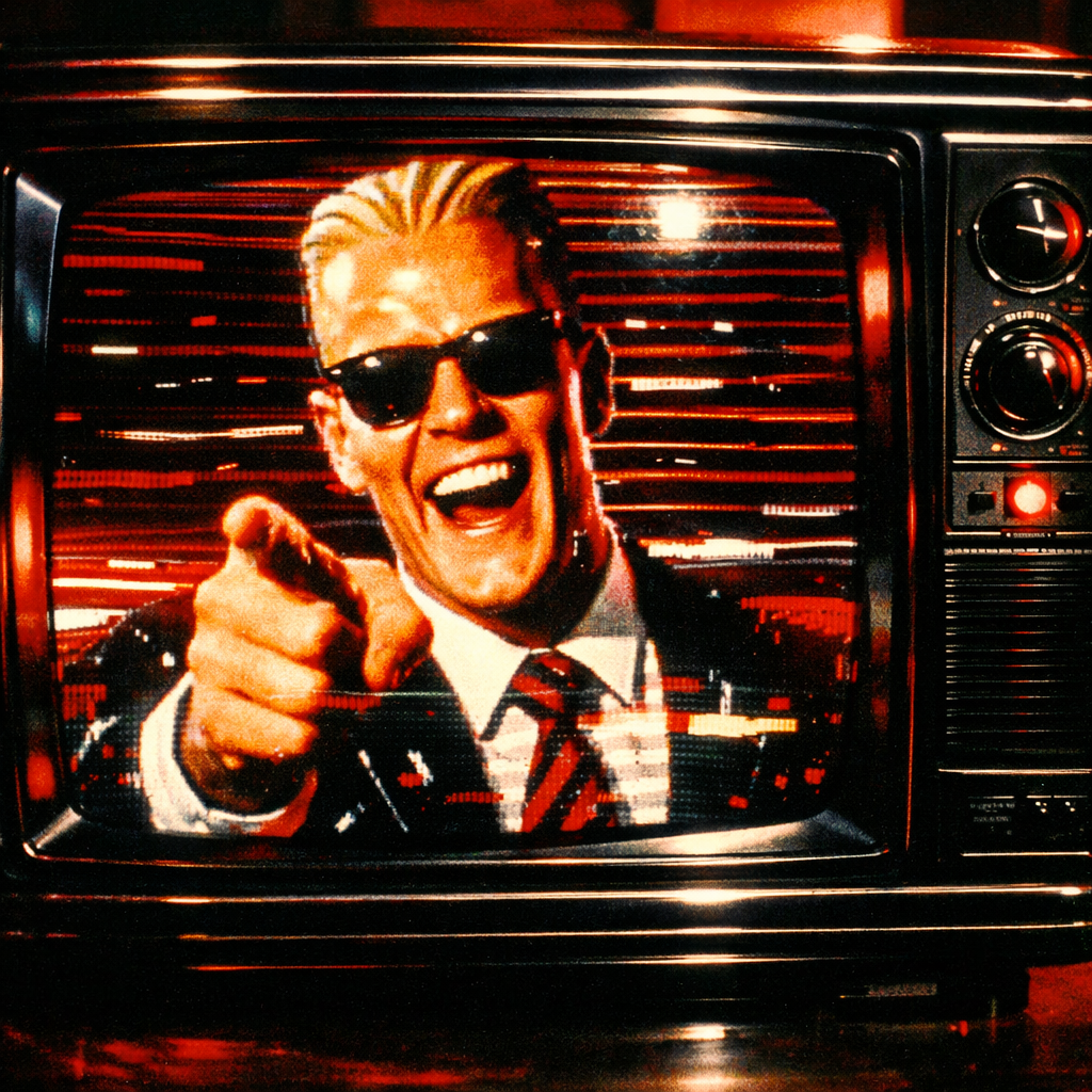 Max Headroom Glitchy TV Advertisement